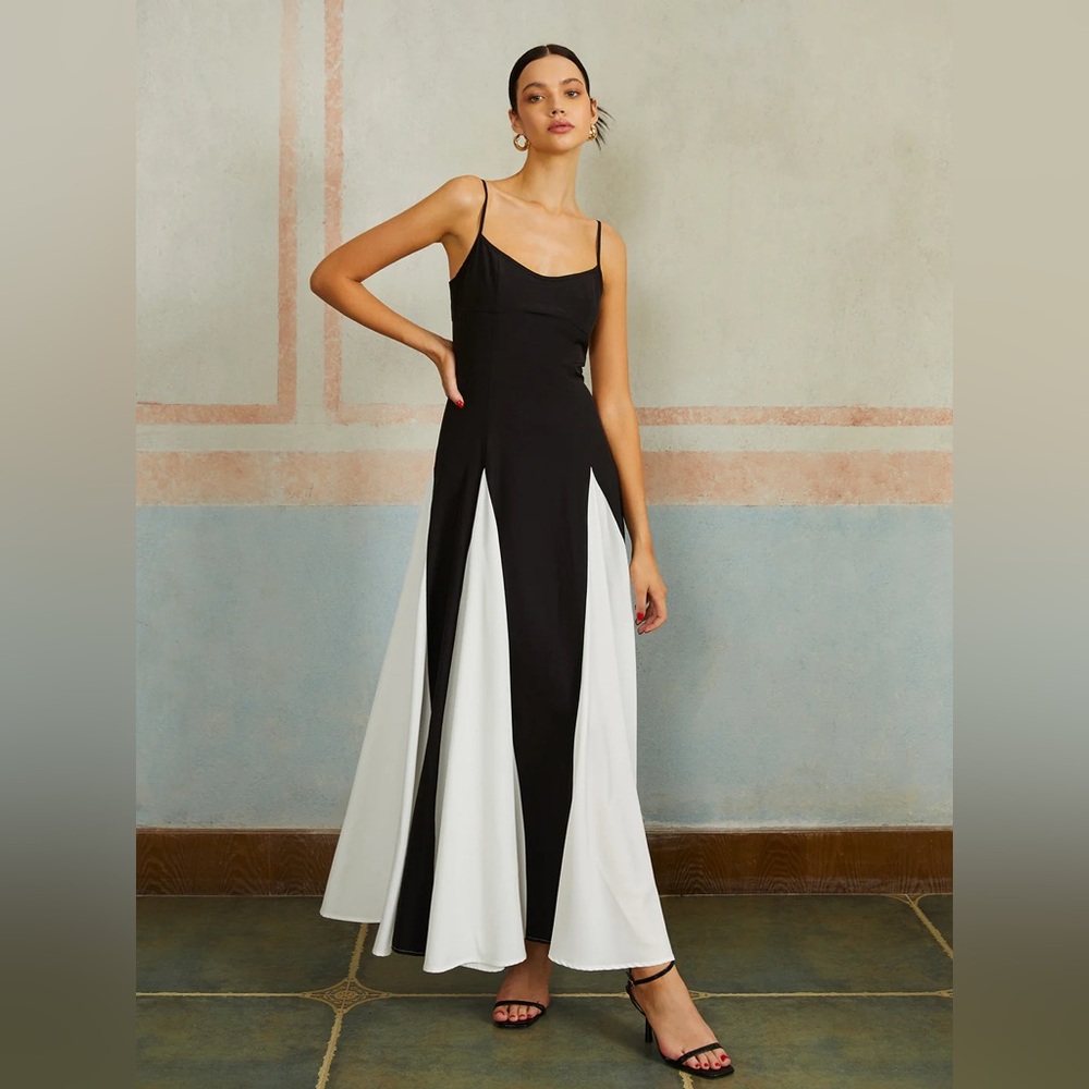 Color Block Spaghetti Strap Long Dress - Picture 4 of 6